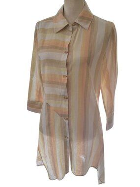 Steven Edwards Striped Linen-Blend Tunic Shirt Dress